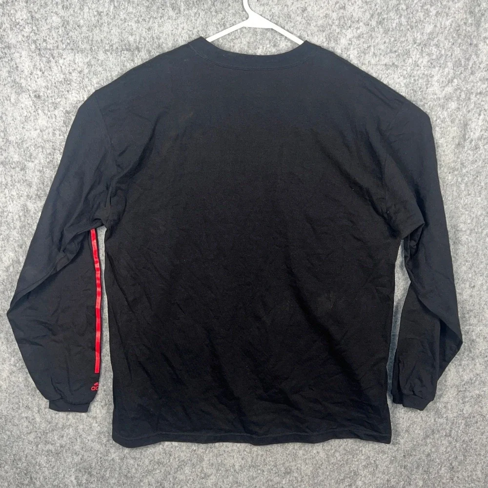 Adidas Wisconsin Badgers Mens Large Black Long Sleeve T-Shirt Graphic Tee Cotton